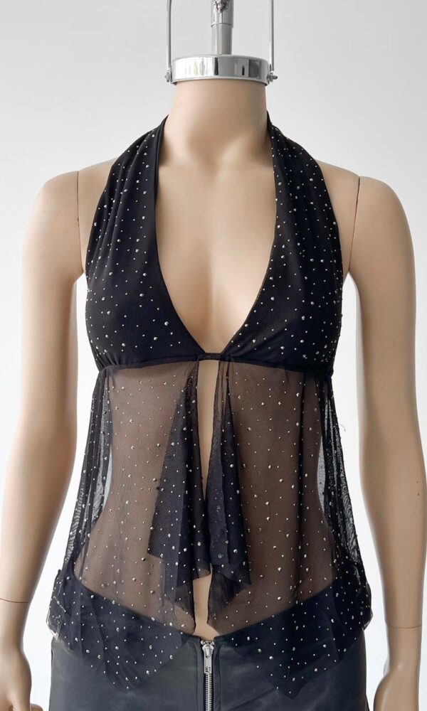 top mesh con strass