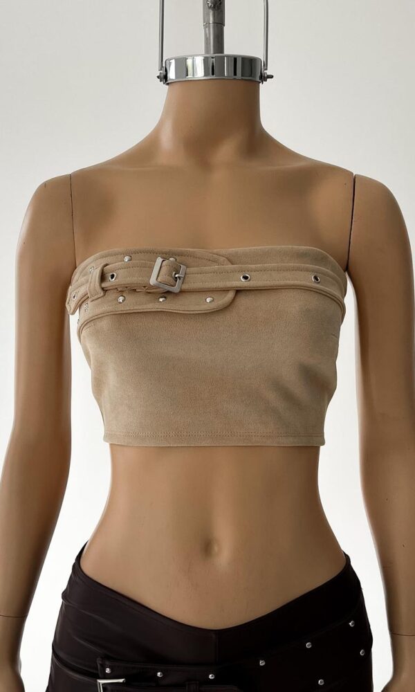 strapless suede